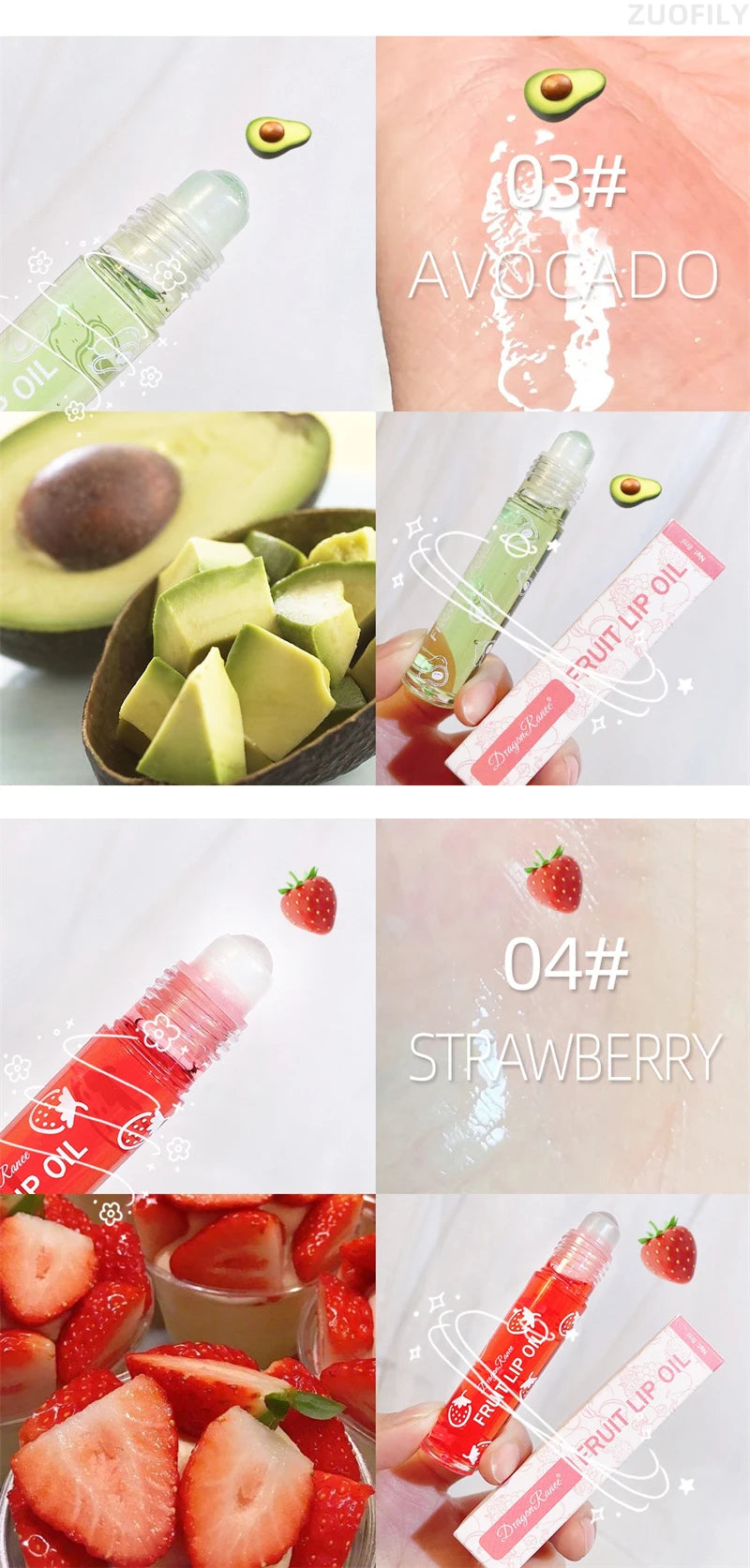 Fresh Fruit Roll-on Lip Balm Lip Makeup Primer Moisturizing Clear Transparent Lipoil Long Lasting Hydrating Lip Gloss Cosmetics