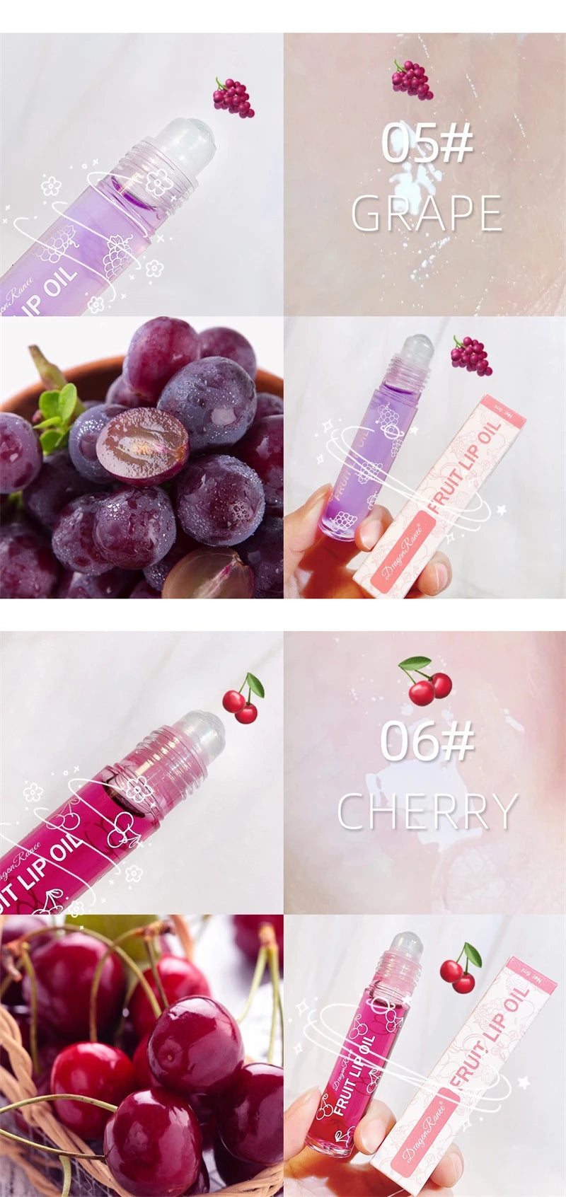 Fresh Fruit Roll-on Lip Balm Lip Makeup Primer Moisturizing Clear Transparent Lipoil Long Lasting Hydrating Lip Gloss Cosmetics