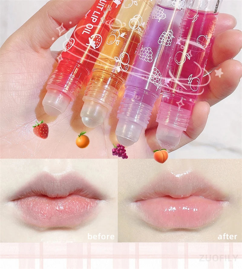 Fresh Fruit Roll-on Lip Balm Lip Makeup Primer Moisturizing Clear Transparent Lipoil Long Lasting Hydrating Lip Gloss Cosmetics