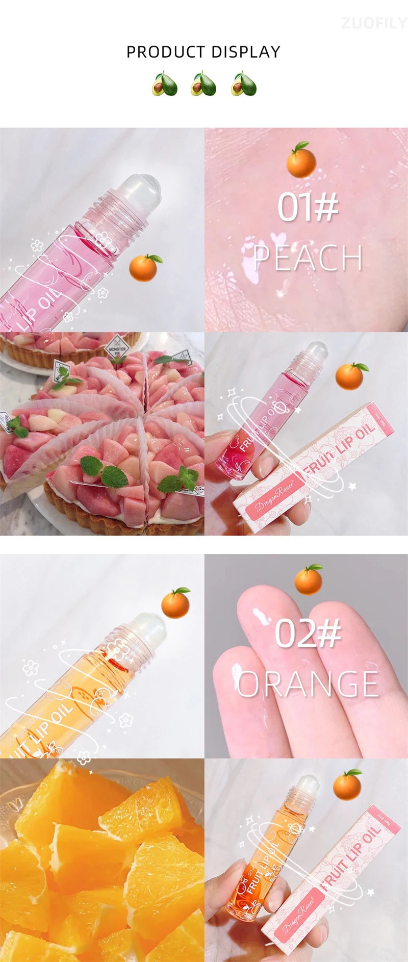 Fresh Fruit Roll-on Lip Balm Lip Makeup Primer Moisturizing Clear Transparent Lipoil Long Lasting Hydrating Lip Gloss Cosmetics