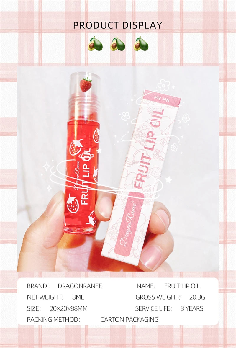 Fresh Fruit Roll-on Lip Balm Lip Makeup Primer Moisturizing Clear Transparent Lipoil Long Lasting Hydrating Lip Gloss Cosmetics