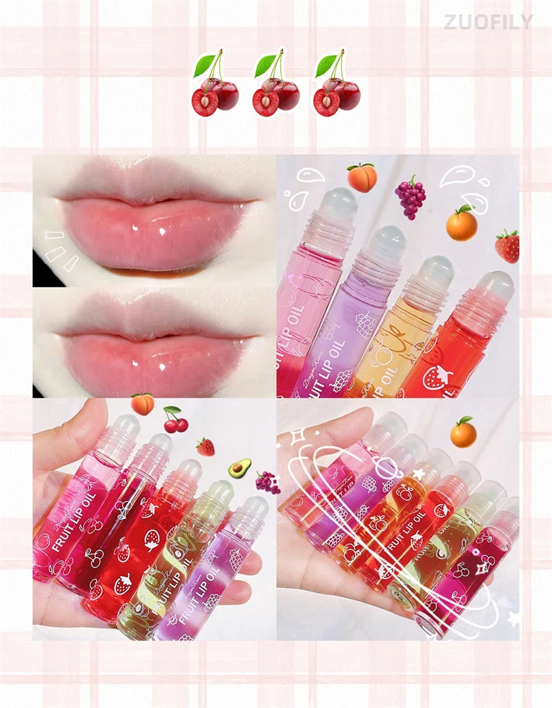 Fresh Fruit Roll-on Lip Balm Lip Makeup Primer Moisturizing Clear Transparent Lipoil Long Lasting Hydrating Lip Gloss Cosmetics