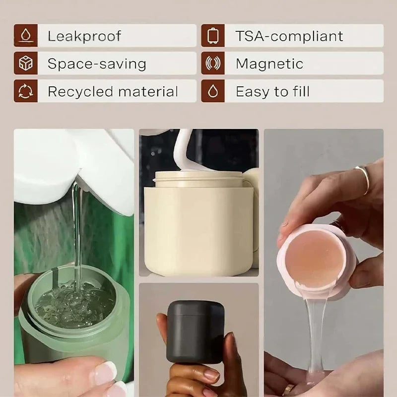 3 Pcs Travel Containers Haircare Set Magnetic Travel Capsules For Shampoo, Conditioner, Hair Styling Product Travel Tools