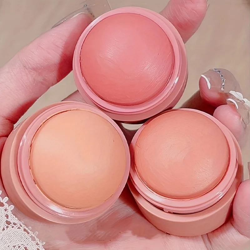 Cream blush ball,High-Pigment Formula,Semi-Matte & Powder Finish,Blendable Color blush Highlight stick for Eyes,Lips&Cheeks