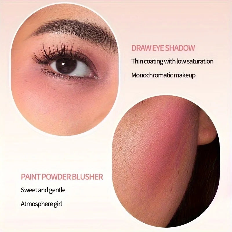 Cream blush ball,High-Pigment Formula,Semi-Matte & Powder Finish,Blendable Color blush Highlight stick for Eyes,Lips&Cheeks