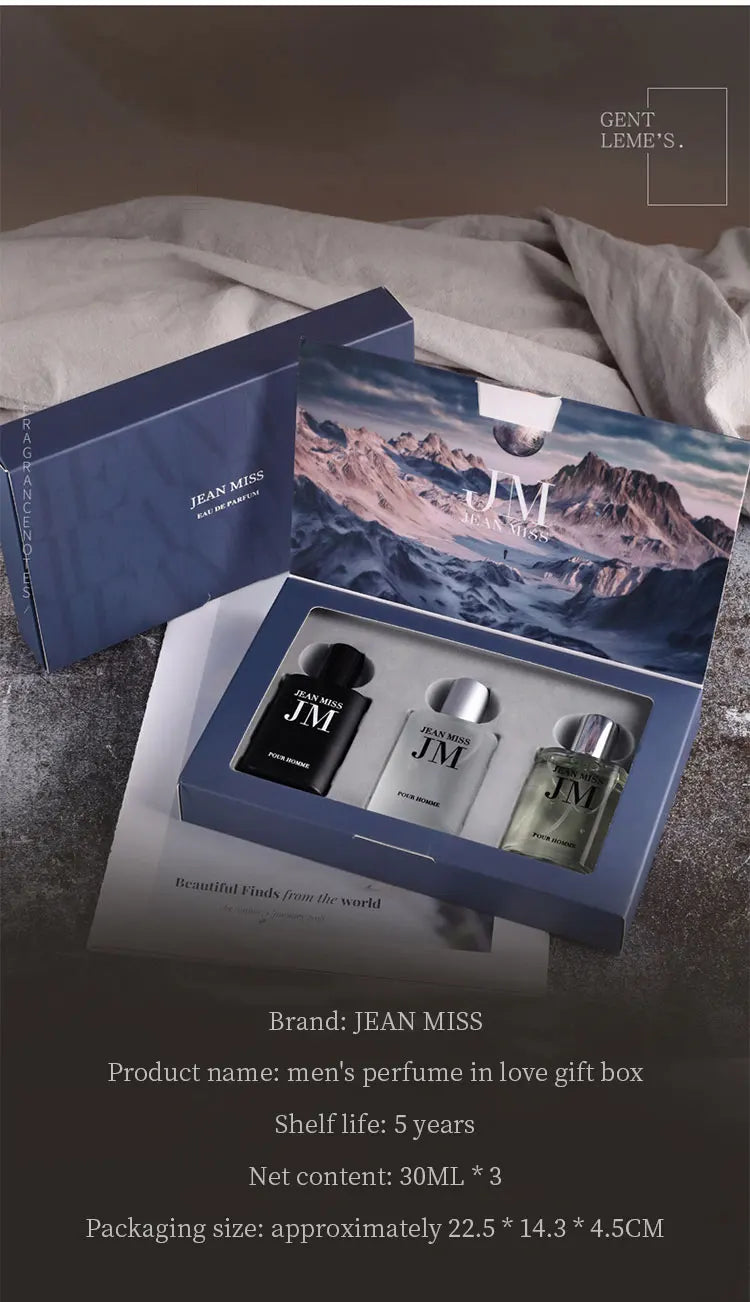 Long Lasting Woody Floral Perfume Gift Set for Men, Fascination Man Eau de Cologne Fragrance, Original, 90 ml, 3 Pieces