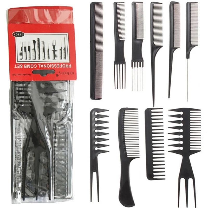 Multifunction 10pcs Barber Hairdressing Combs Hair Detangler Comb Anti-static Haircare Hairstyling Set Stylist Accessories Tools