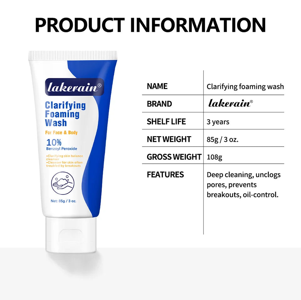 Acne Foaming Wash Deep Cleaning Unclogs Pores Prevents Breakouts for Face & Body Moisturizers Reduces Redness Skin Care