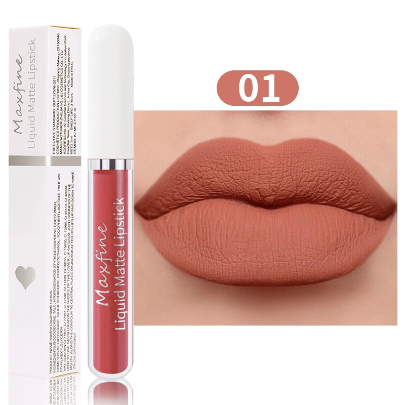 Matte Lipstick Long-Lasting Liquid Lipstick High Pigment Waterproof Velvet Lip Glaze Moisturizing Portable And Non Stick Cup