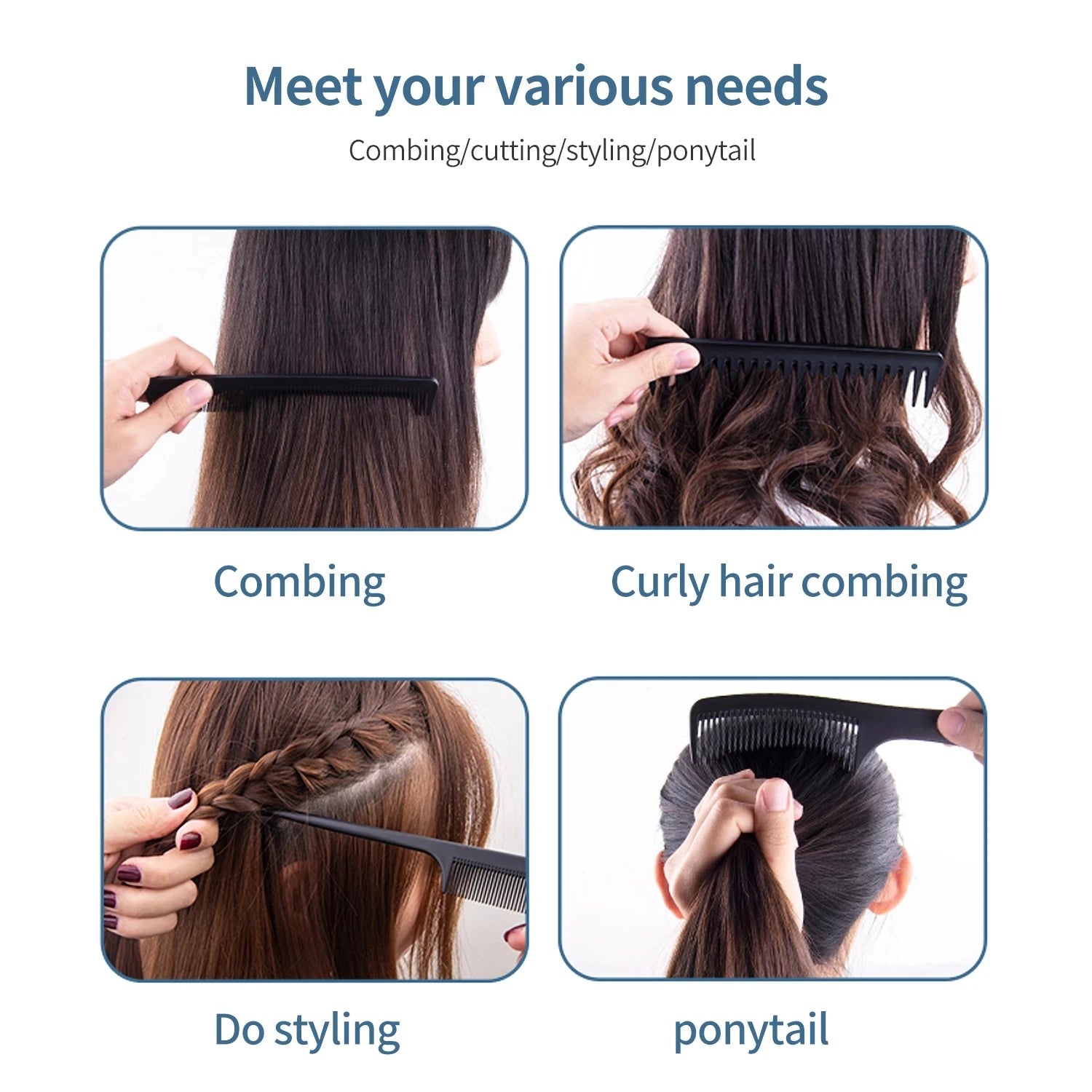 Multifunction 10pcs Barber Hairdressing Combs Hair Detangler Comb Anti-static Haircare Hairstyling Set Stylist Accessories Tools