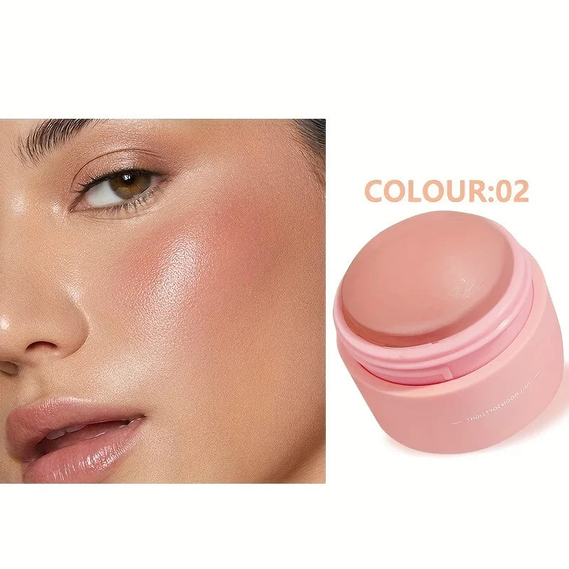 Cream blush ball,High-Pigment Formula,Semi-Matte & Powder Finish,Blendable Color blush Highlight stick for Eyes,Lips&Cheeks