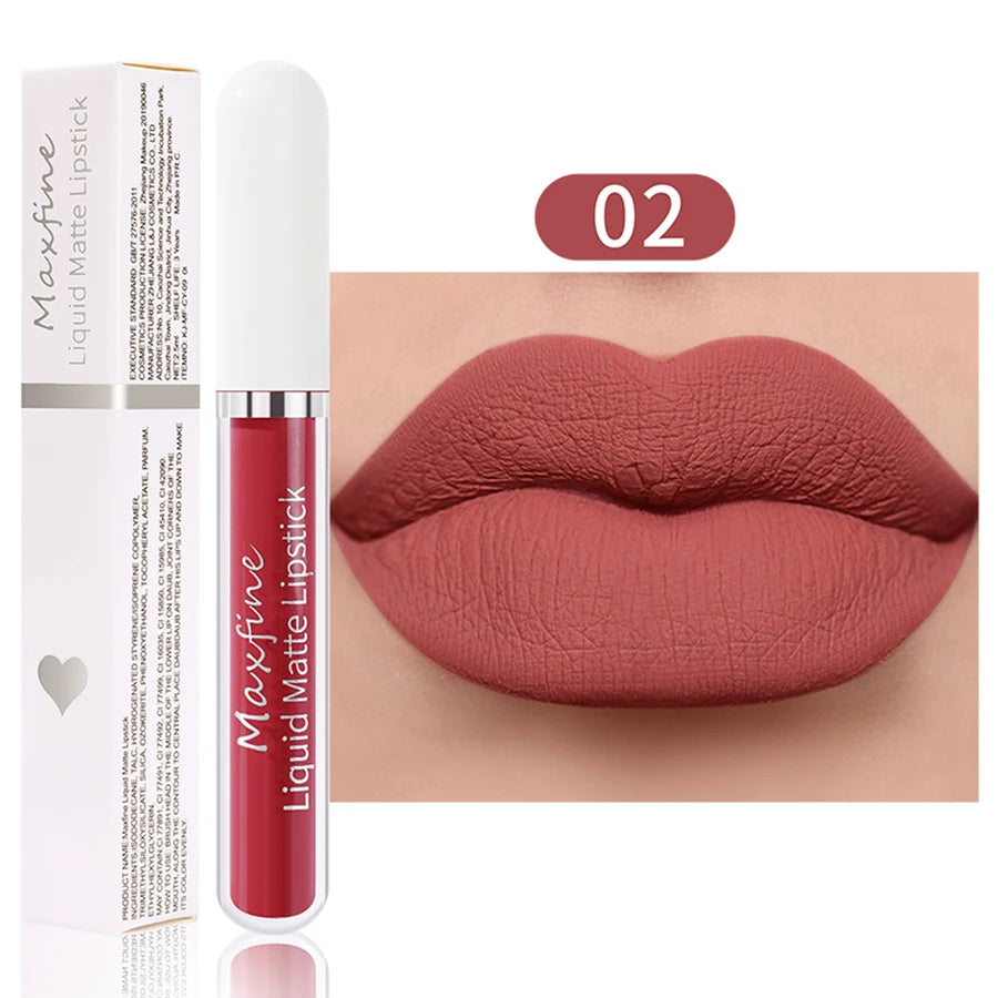 Matte Lipstick Long-Lasting Liquid Lipstick High Pigment Waterproof Velvet Lip Glaze Moisturizing Portable And Non Stick Cup