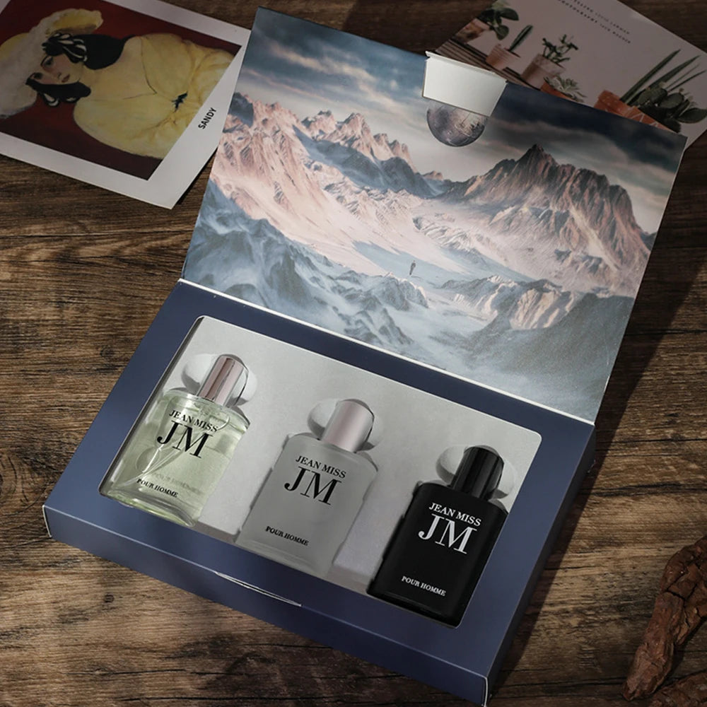 Long Lasting Woody Floral Perfume Gift Set for Men, Fascination Man Eau de Cologne Fragrance, Original, 90 ml, 3 Pieces
