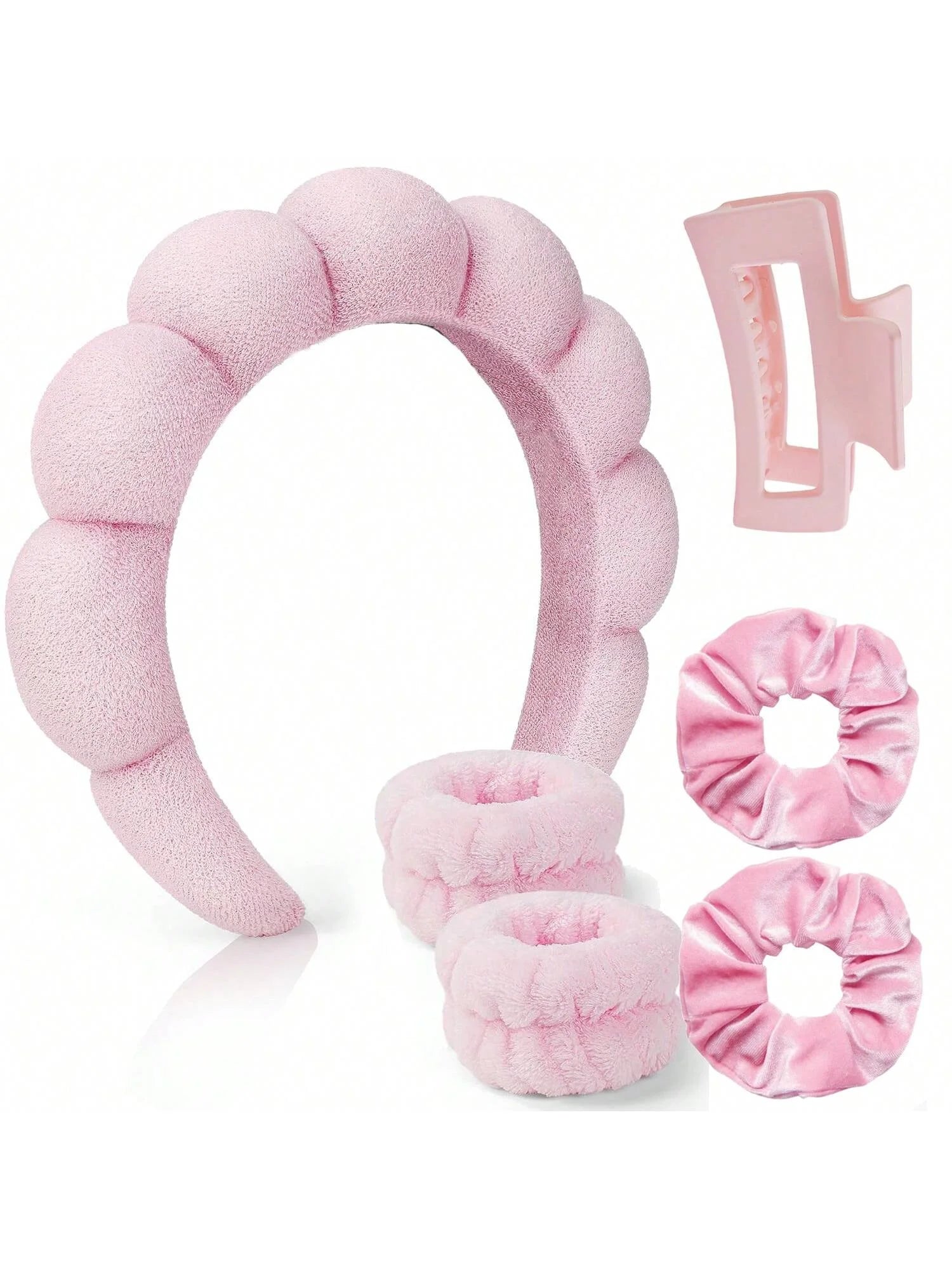 6 Pcs Women's Hair & Wristband Set for Skincare & Spa Anti-Damping Headband And Wristband Combo for Hair Tie And Wrist Support