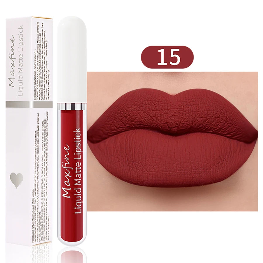 Matte Lipstick Long-Lasting Liquid Lipstick High Pigment Waterproof Velvet Lip Glaze Moisturizing Portable And Non Stick Cup