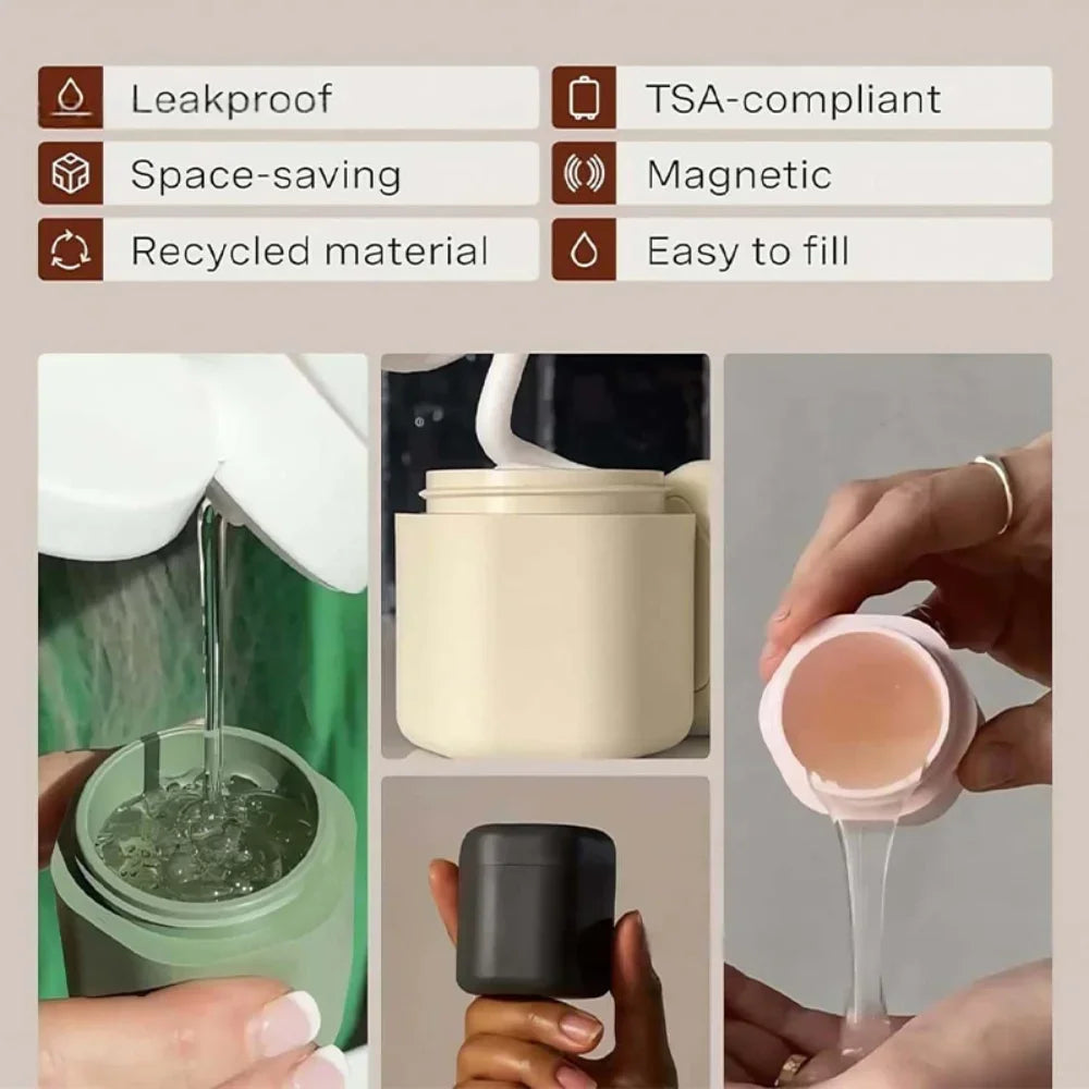 3 Pcs Travel Containers Haircare Set Magnetic Travel Capsules For Shampoo, Conditioner, Hair Styling Product Travel Tools