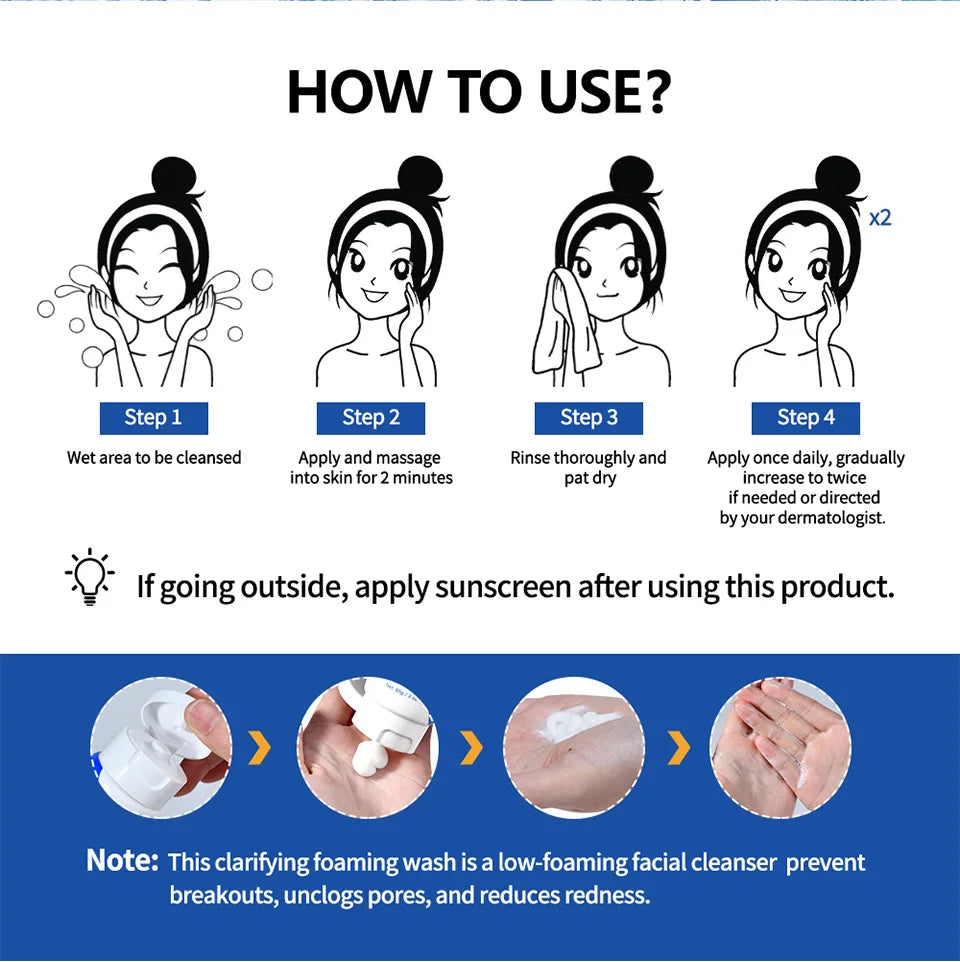 Acne Foaming Wash Deep Cleaning Unclogs Pores Prevents Breakouts for Face & Body Moisturizers Reduces Redness Skin Care