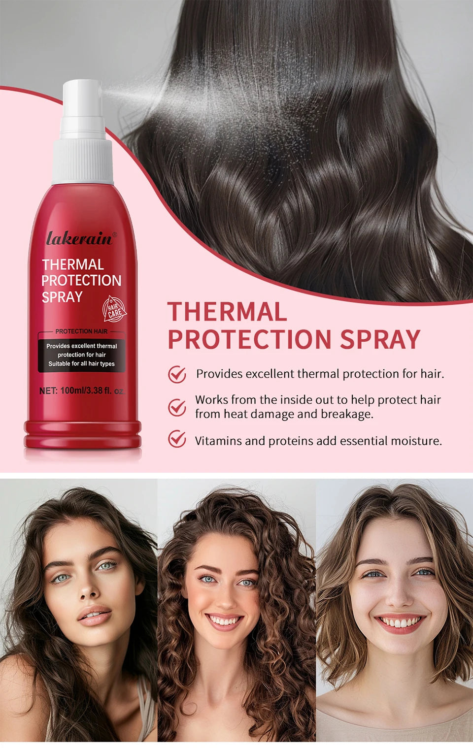 New Heat Protectant Spray Thermal and UV Protection Serum for Damage Hair Moisturizing Treatment Repair Conditioner 100ml