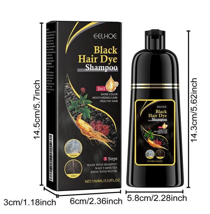 Eelhoe Black Hair Dye Shampoo Polygonum Multiflorum Moisturizing Hair 3 In 1 Cleaning Repair Softening Haircare Products