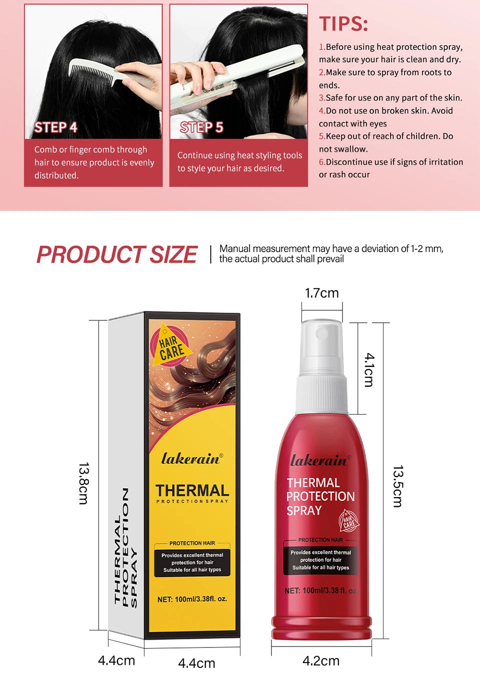 New Heat Protectant Spray Thermal and UV Protection Serum for Damage Hair Moisturizing Treatment Repair Conditioner 100ml