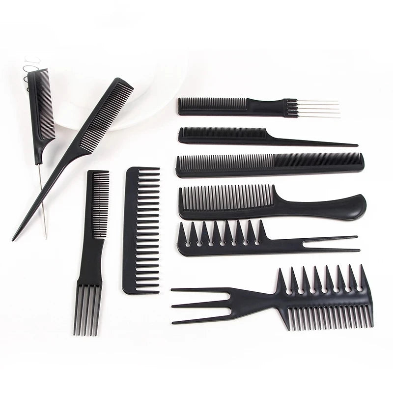 Multifunction 10pcs Barber Hairdressing Combs Hair Detangler Comb Anti-static Haircare Hairstyling Set Stylist Accessories Tools