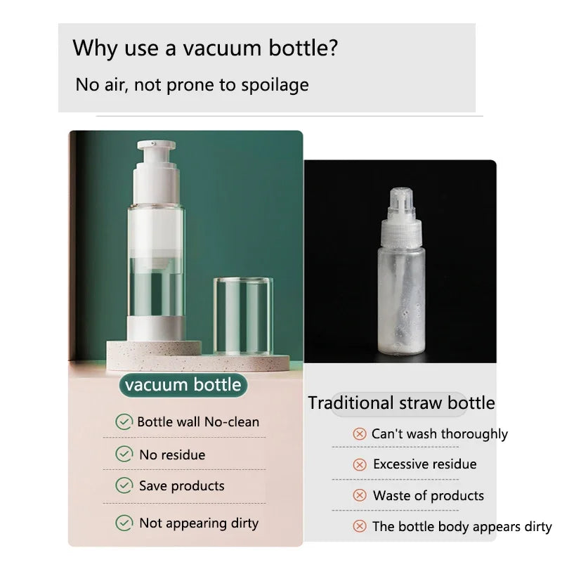 15-100ML Portable Vacuum Press Type Spray Bottle Refillable Makeup Cosmetics for Cream Gel Moisturizers Liquid Lotion Bottles