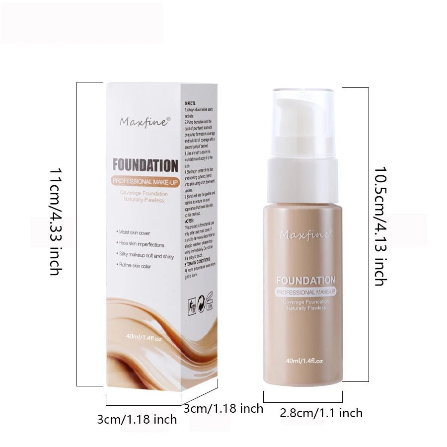 Liquid Foundation Long-lasting Waterproof Oil Control Moisture Long-lasting Concealer High Coverage Female Facial Cosmetics