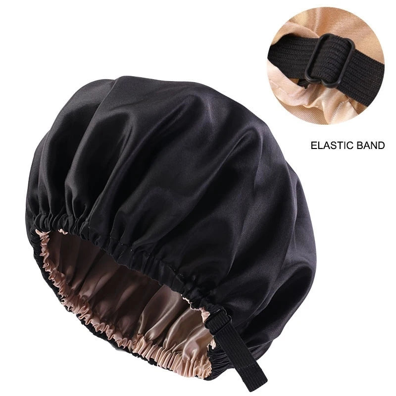 New Satin Hair Cap for Sleeping Invisible Flat Imitation Silk Round Haircare Women Headwear Ceremony Adjusting Button Night Hat