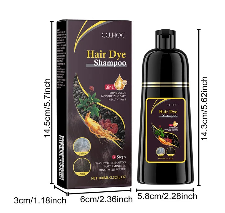 Eelhoe Black Hair Dye Shampoo Polygonum Multiflorum Moisturizing Hair 3 In 1 Cleaning Repair Softening Haircare Products