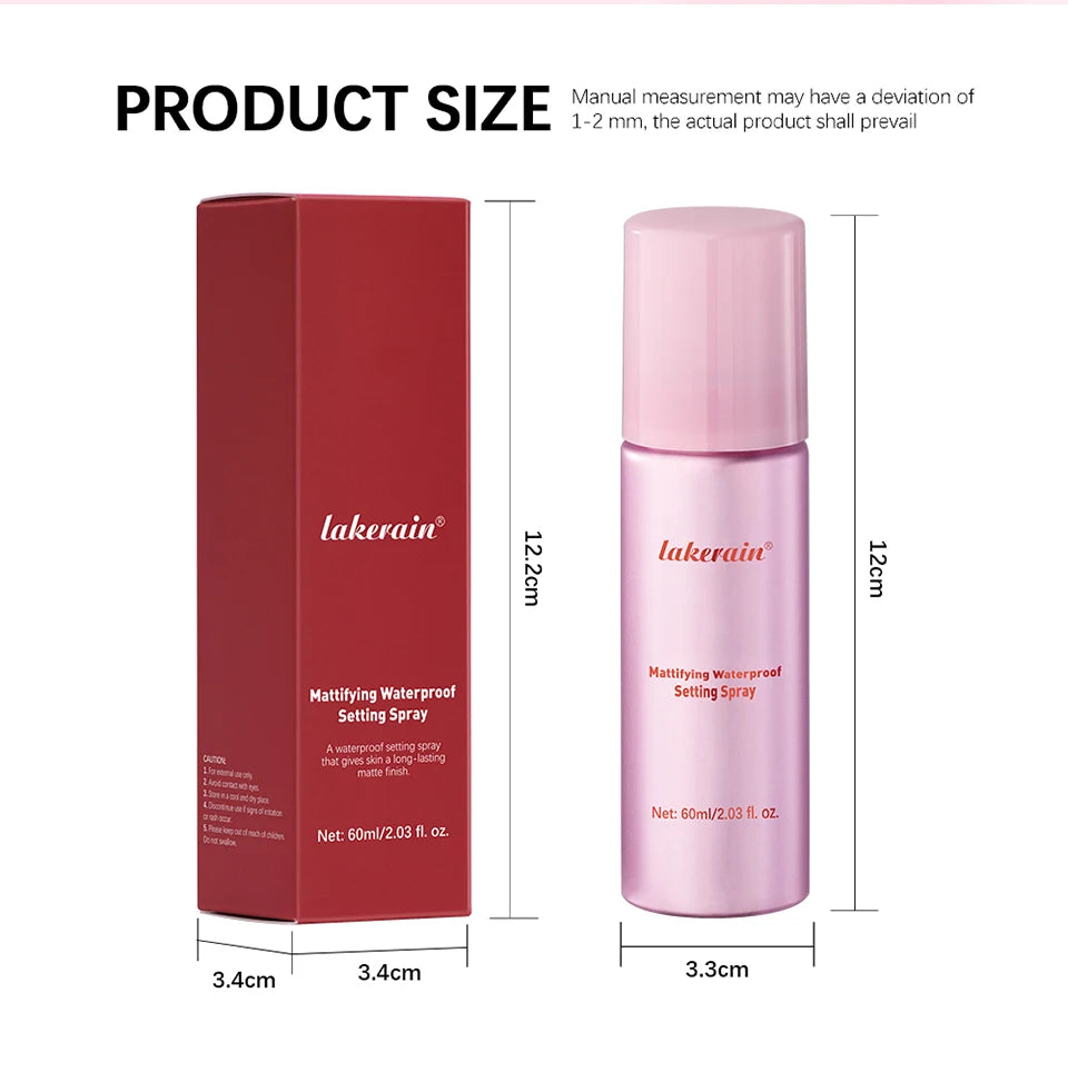 Mattifying Waterproof Setting Spray Glossy Matte Base Makeup Control Oil Non-Sticky Waterproof Make-up Fixer Spray for All Skin
