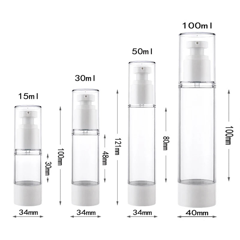 15-100ML Portable Vacuum Press Type Spray Bottle Refillable Makeup Cosmetics for Cream Gel Moisturizers Liquid Lotion Bottles