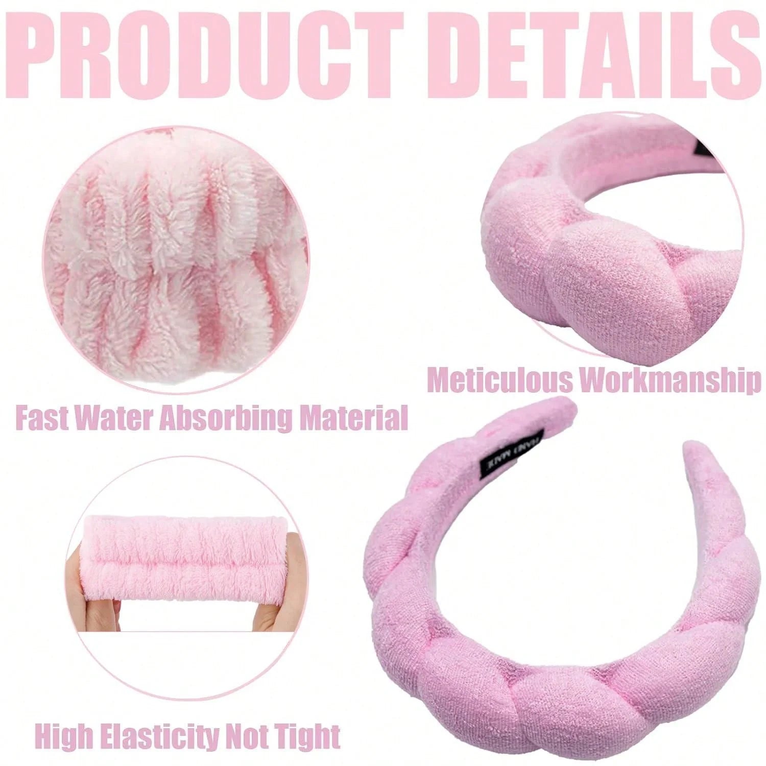 6 Pcs Women's Hair & Wristband Set for Skincare & Spa Anti-Damping Headband And Wristband Combo for Hair Tie And Wrist Support