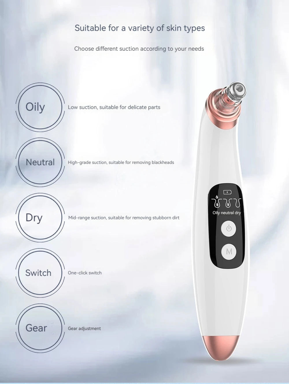 Electric Blackhead Remover Facial Cleanser Pore Cleanser Home Electric Beauty Meter Handheld Blackhead & Acne Remover