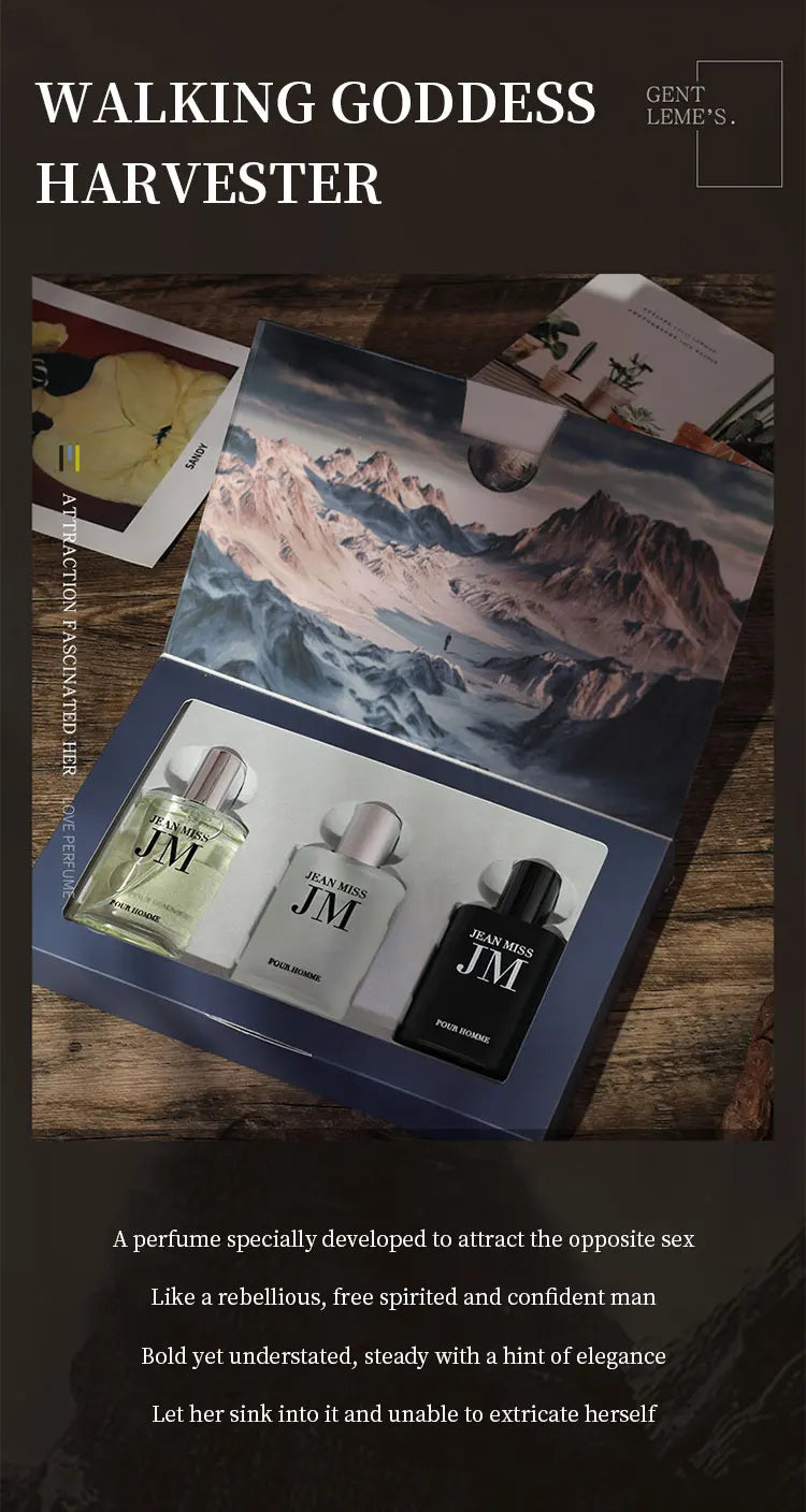 Long Lasting Woody Floral Perfume Gift Set for Men, Fascination Man Eau de Cologne Fragrance, Original, 90 ml, 3 Pieces