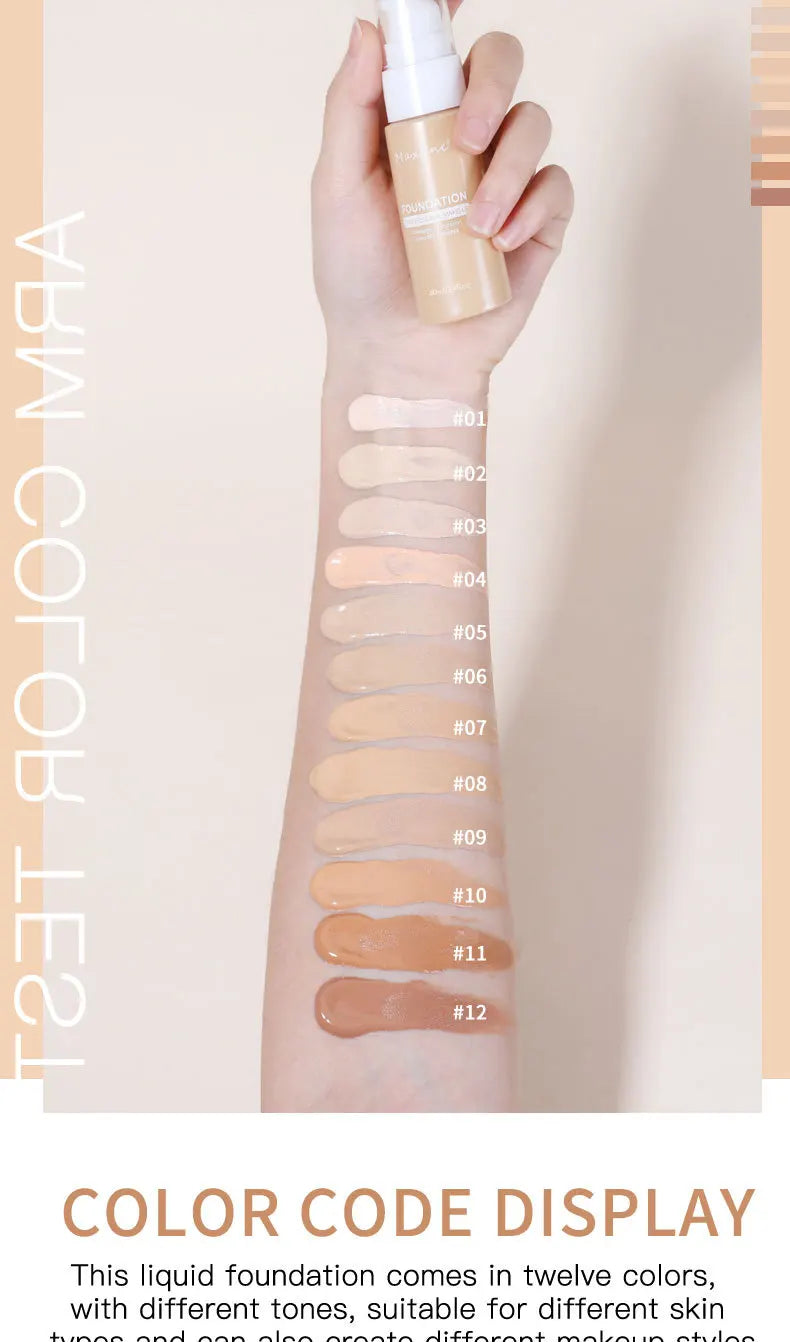 Liquid Foundation Long-lasting Waterproof Oil Control Moisture Long-lasting Concealer High Coverage Female Facial Cosmetics