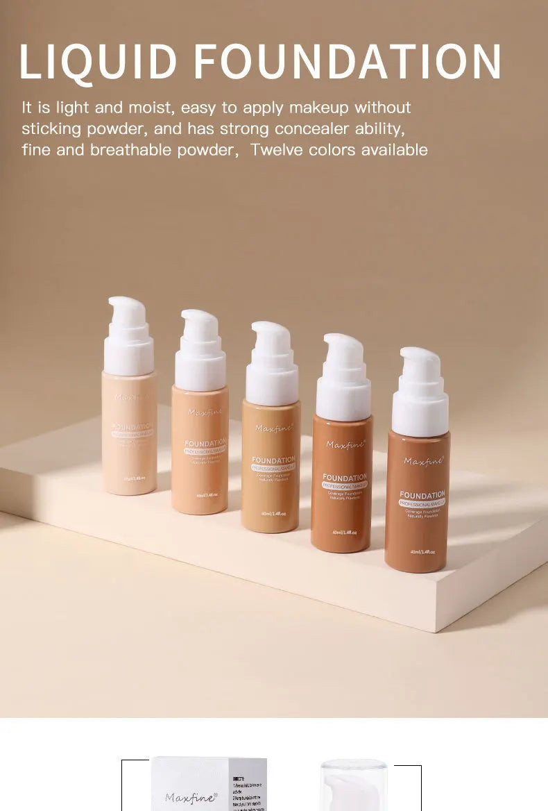 Liquid Foundation Long-lasting Waterproof Oil Control Moisture Long-lasting Concealer High Coverage Female Facial Cosmetics