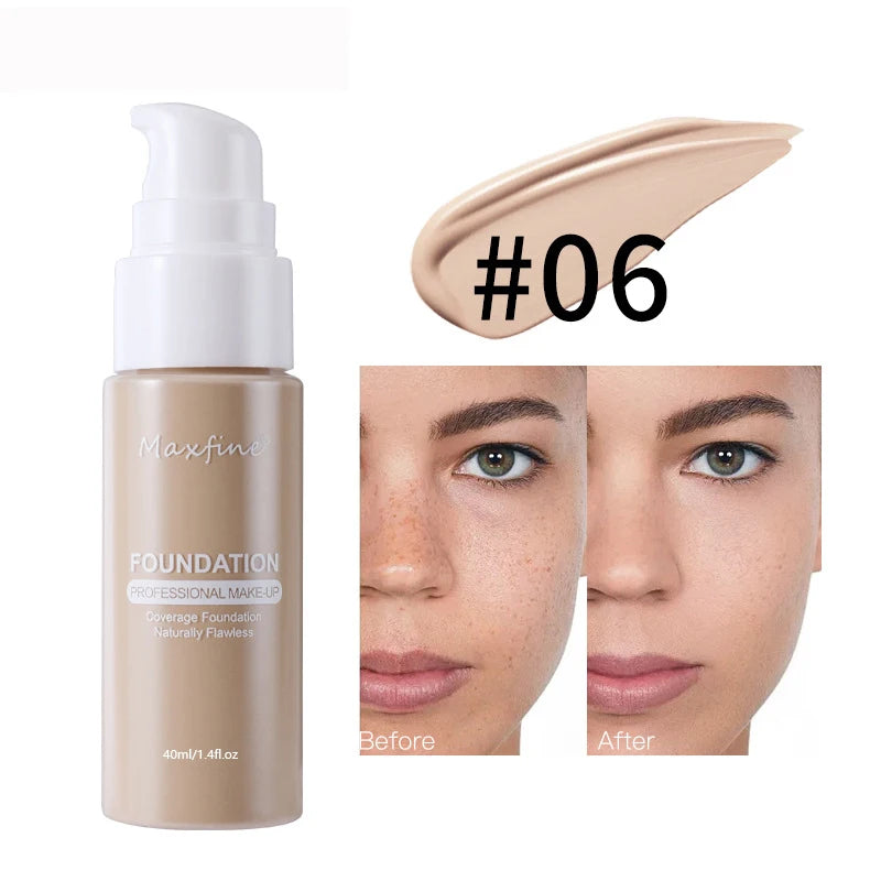 Liquid Foundation Long-lasting Waterproof Oil Control Moisture Long-lasting Concealer High Coverage Female Facial Cosmetics