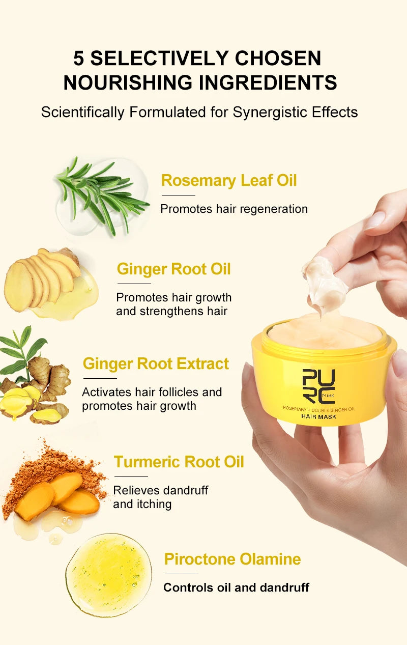 PURC Nourishing Hair Mask with Rosemary Oil & Ginger - Revitalize and Strengthen Your Hair