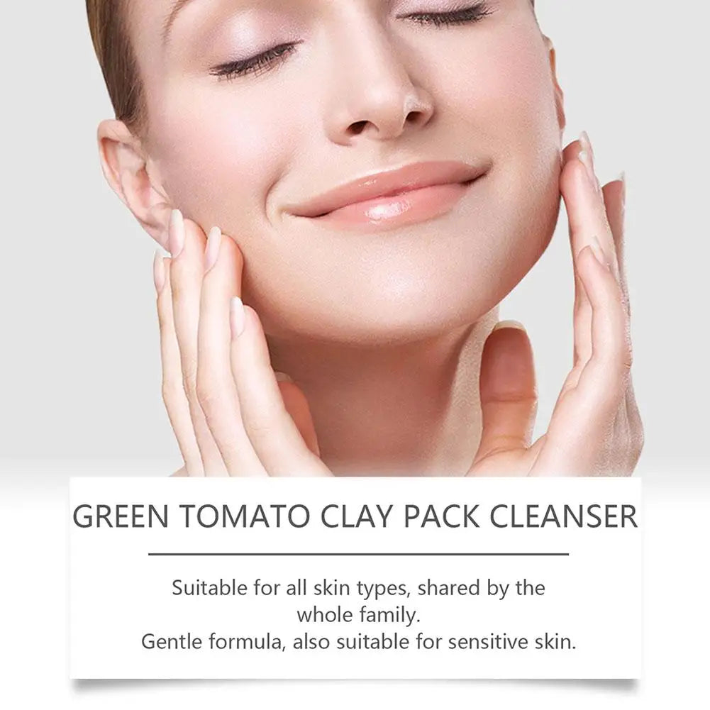 Green Tomato Clay Mask,Fully Green Tomato Clay Mask Cleanser, Green Tea Exfoliating Gel Cleanser Nourishing Cleanser Facial Care