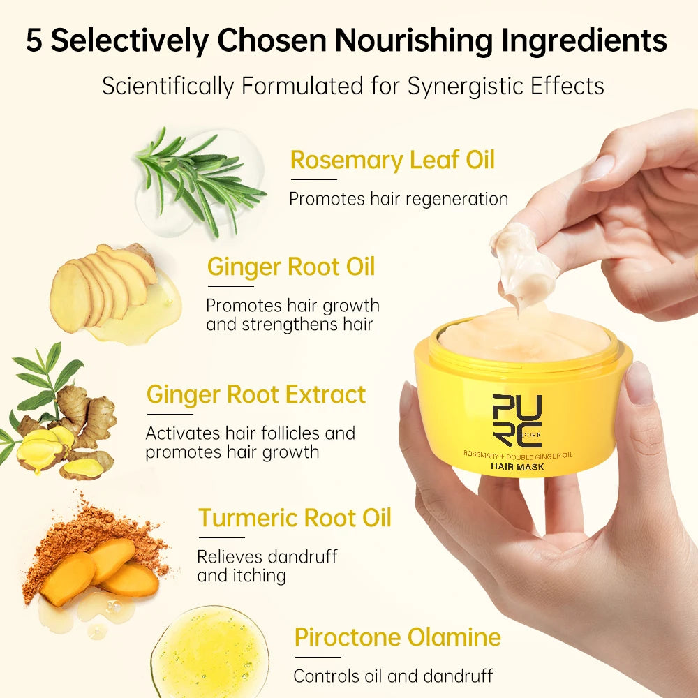 PURC Nourishing Hair Mask with Rosemary Oil & Ginger - Revitalize and Strengthen Your Hair