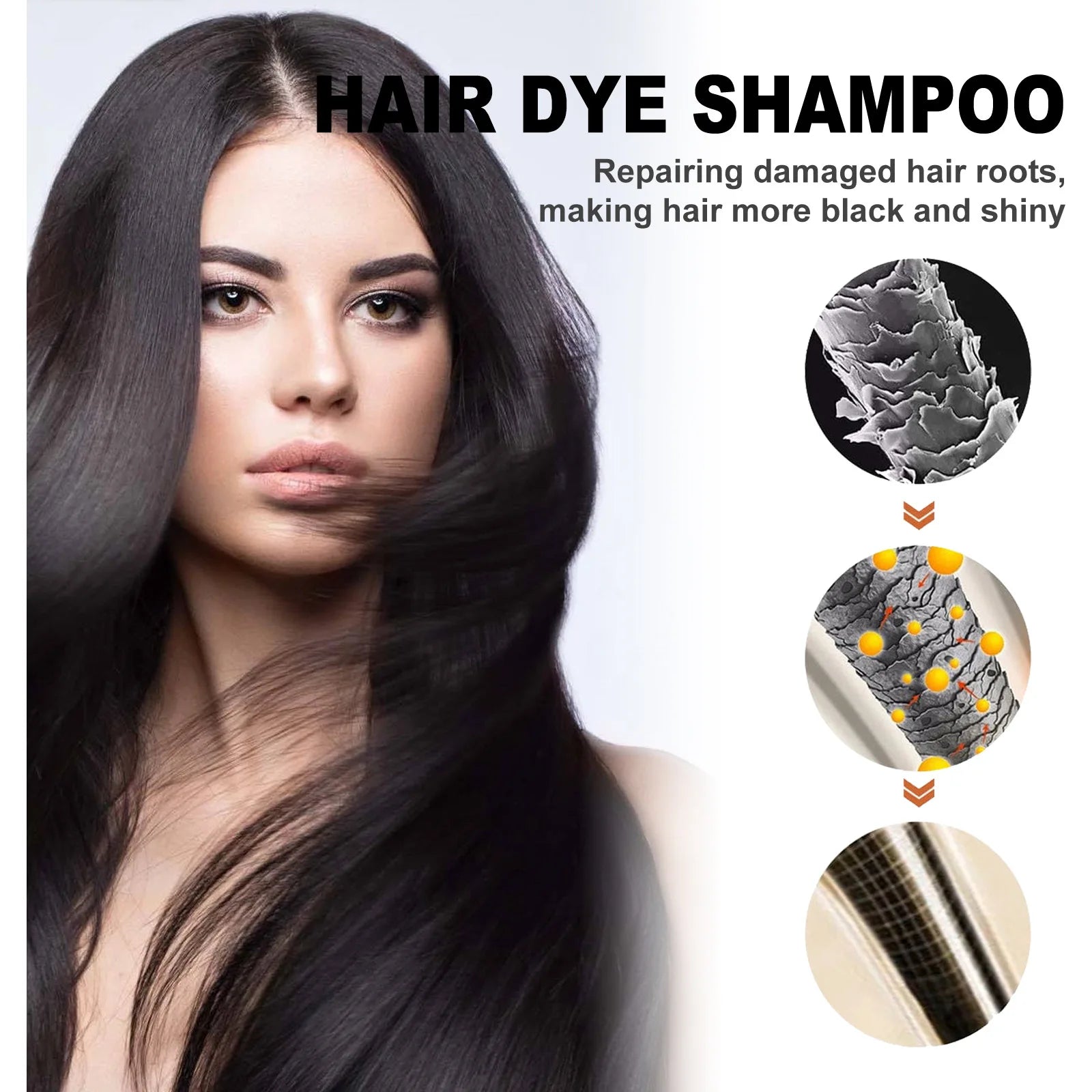Eelhoe Black Hair Dye Shampoo Polygonum Multiflorum Moisturizing Hair 3 In 1 Cleaning Repair Softening Haircare Products