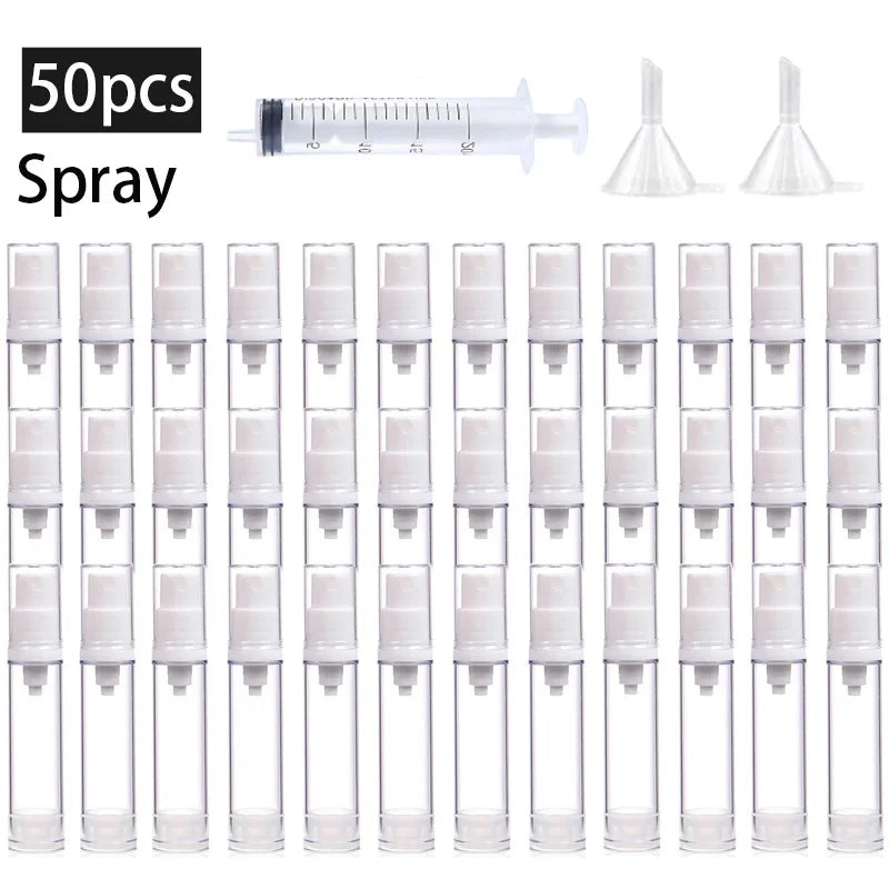 50PCS 5/10/15ML Clear Airless Lotion Spray Pump Bottles Empty Cream Vacuum Cosmetic Containers Travel for Foundations Serums