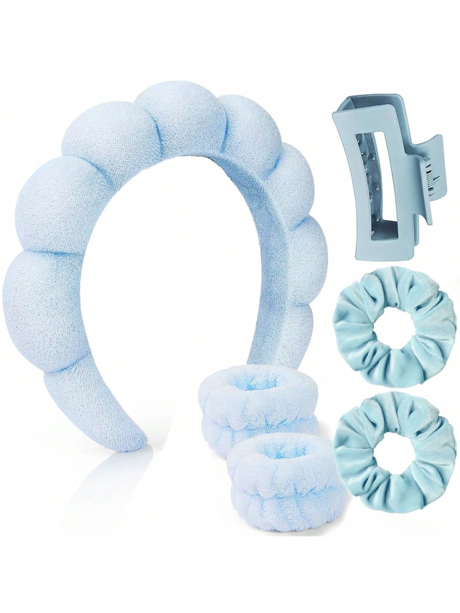 6 Pcs Women's Hair & Wristband Set for Skincare & Spa Anti-Damping Headband And Wristband Combo for Hair Tie And Wrist Support