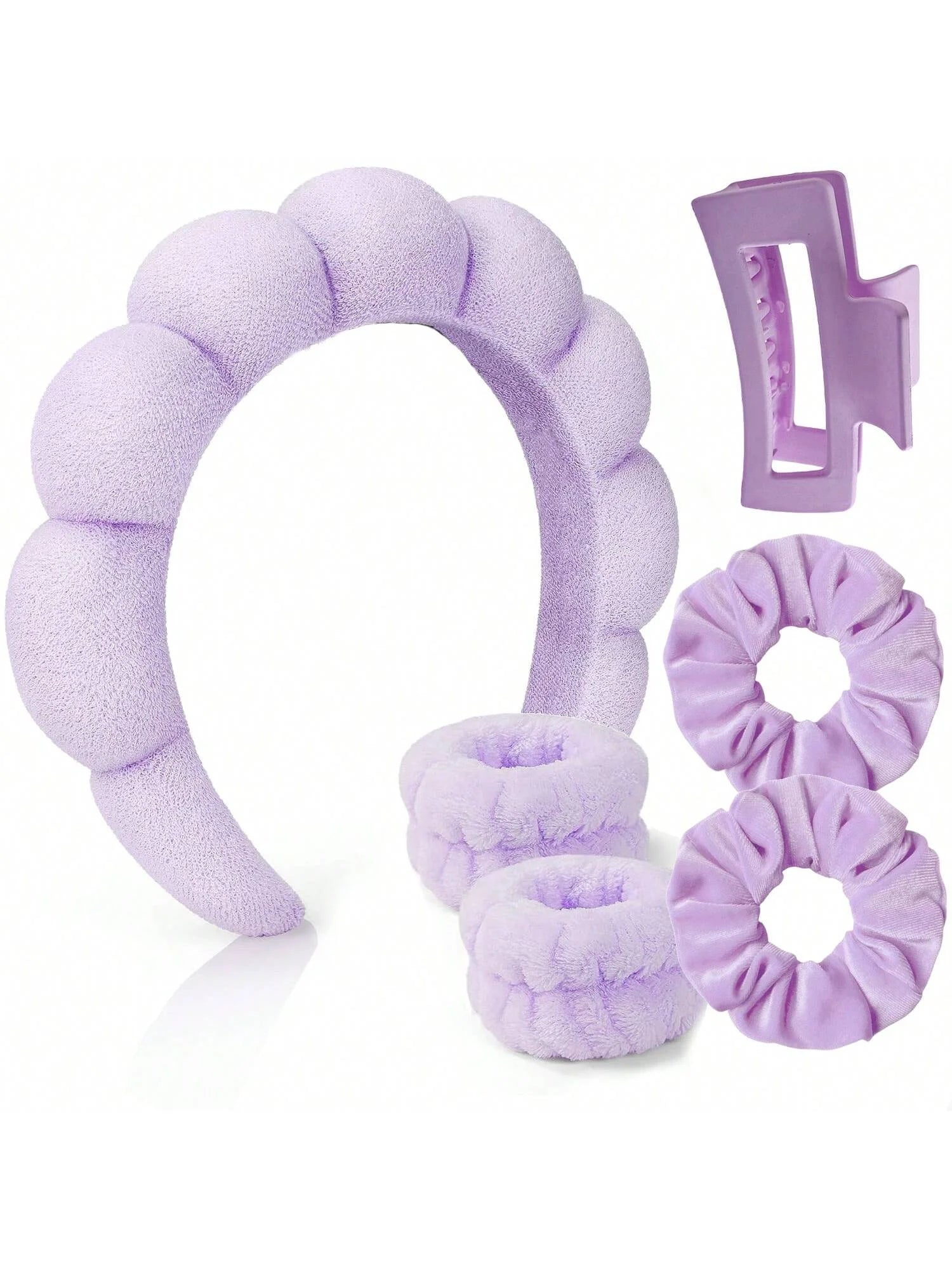 6 Pcs Women's Hair & Wristband Set for Skincare & Spa Anti-Damping Headband And Wristband Combo for Hair Tie And Wrist Support