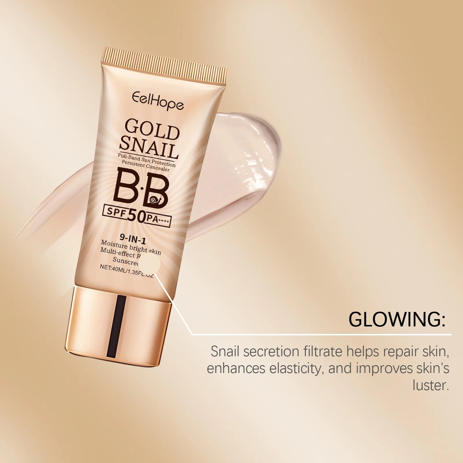 Gold Snail Sunscreen BB Cream SPF 50 Sun Block Makeup Moisturize Face Concealer Long-Lasting Isolation Lotion Concealer Cosmetic