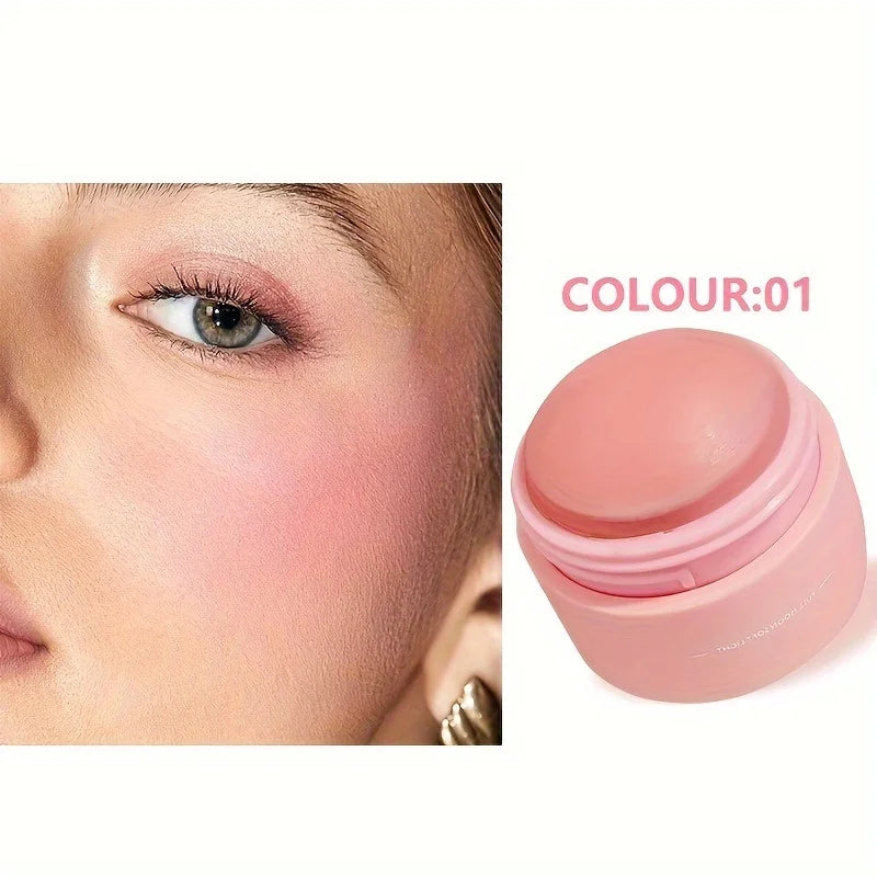 Cream blush ball,High-Pigment Formula,Semi-Matte & Powder Finish,Blendable Color blush Highlight stick for Eyes,Lips&Cheeks