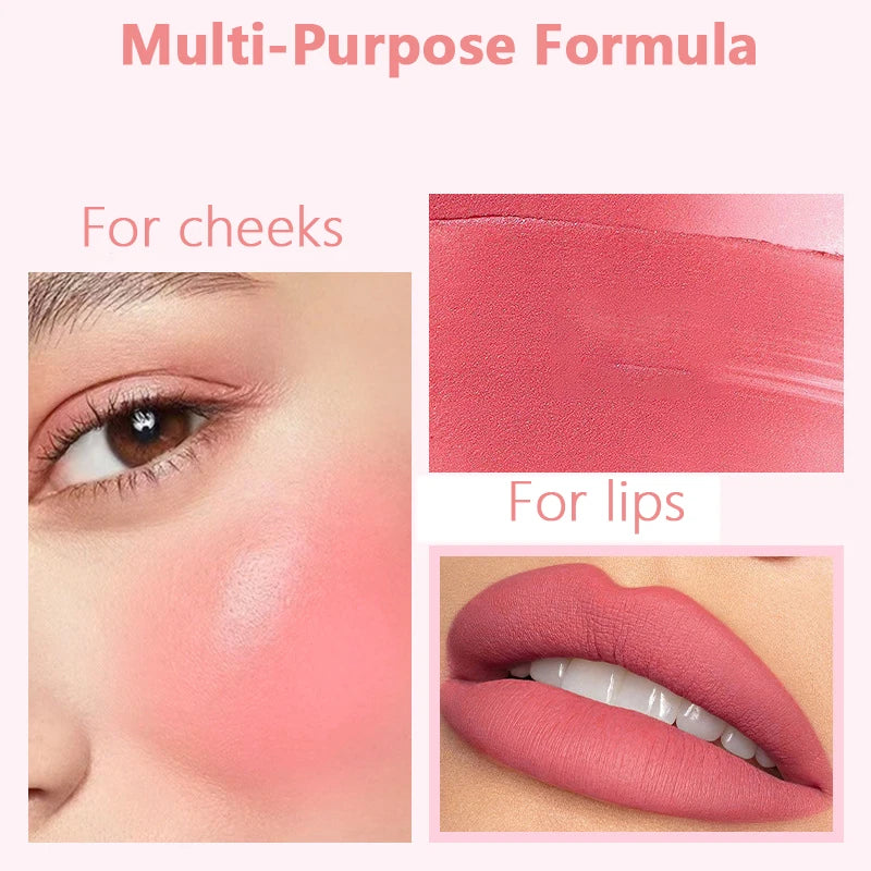 Cream blush ball,High-Pigment Formula,Semi-Matte & Powder Finish,Blendable Color blush Highlight stick for Eyes,Lips&Cheeks